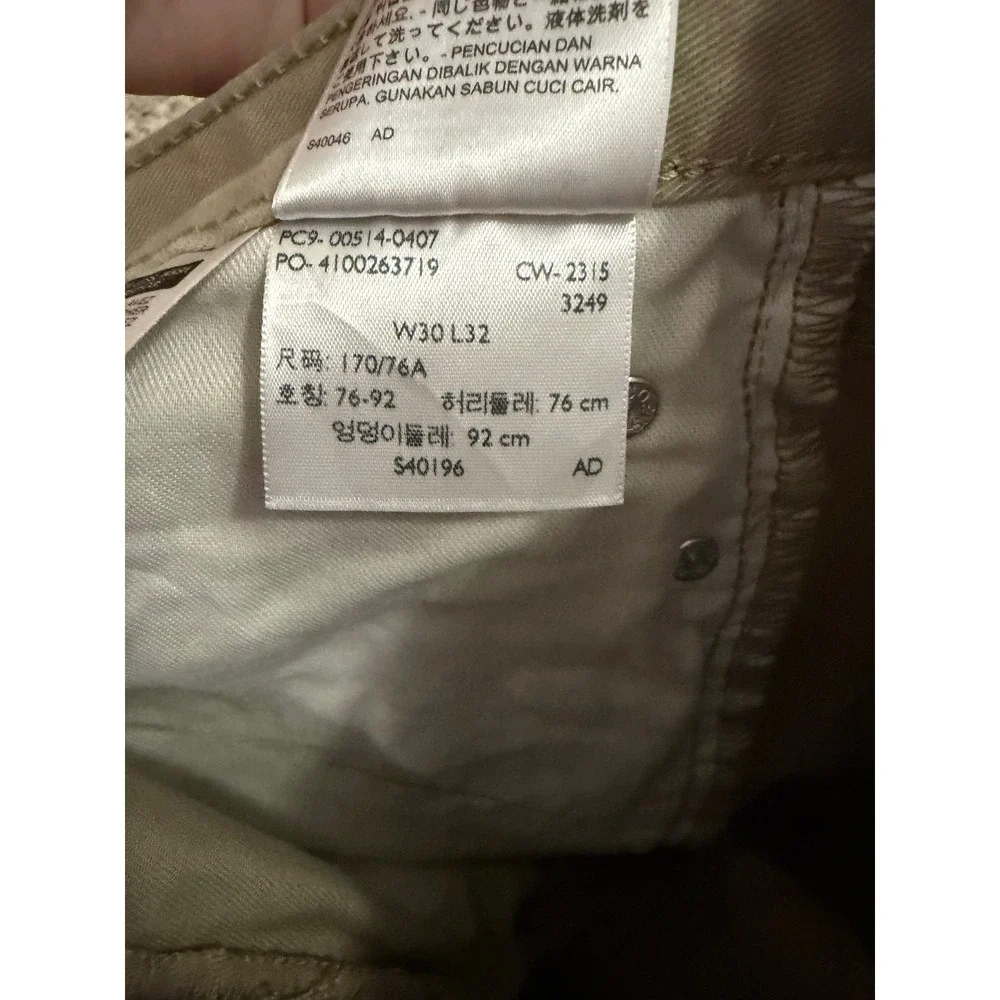 Levi's 514 Straight Fit Pants Men 30x32 Khaki Tan Twill Minimalist Capsule Work